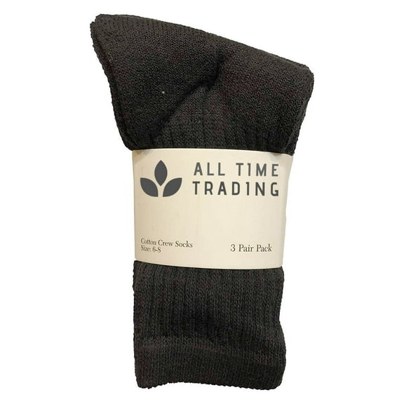Kids Wholesale Unisex Cotton Crew Socks - Black Crew Socks For Kids - 6-8 - 240 Pack