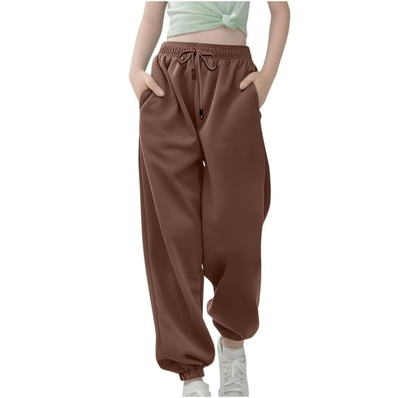 Kids Wide Leg Sweatpants New Teen Girls Sweatpants 2025 High Waisted Baggy Joggers Sport Active Workout Track Pants Trousers with Pocket Girls' Fashion Pants Size 3 Years