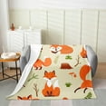 thumbnail image 1 of Kids Wild Animal Flannel Fleece Throw Blanket Twin 60"x80" Cartoon Fox Fuzzy Blanket for Sofa Couch Cartoon Wildlife Print All Season Bed Blanket Cute Fox Plush Blanket Twin 60"x80", 1 of 6