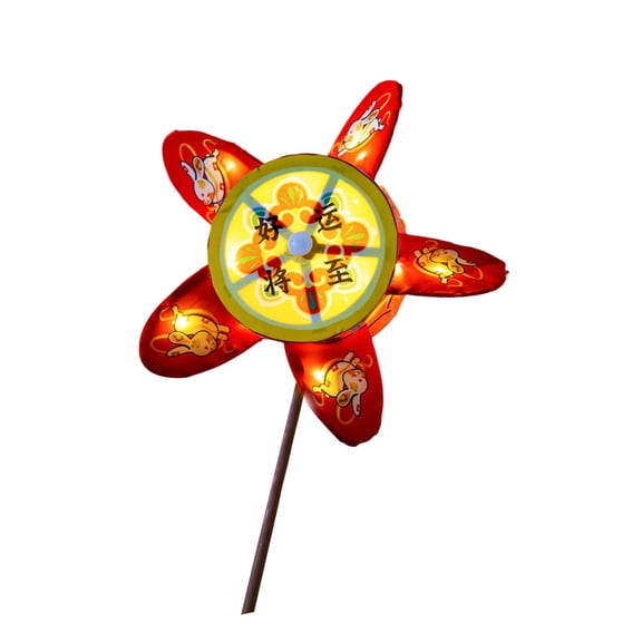 Kids Windmill Lamp Craft With Rotating 360 Degree Rabbits Decorations For Middle Autumn Celebration Event