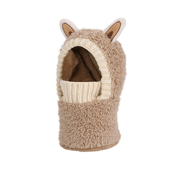Kids Winter Balaclava Hat with Face Cover, Stretchable One Size Fits Children 4-10 Years, Plush Pullover Neck Warmer for Cold Weather Outdoor Activities