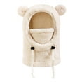 thumbnail image 1 of Kids Winter Balaclava Hat Scarf Set - Cute Bear Ears Fleece Lined Face Cover Warm Hat for Boys Girls, Beige Size S, 1 of 3