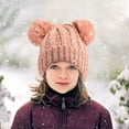 thumbnail image 1 of Kids Winter Beanie Hat Girls Knitted Beanie Hat with Double Pompom Toddler Warm Beanie Cap, 1 of 9