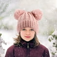 thumbnail image 1 of Kids Winter Beanie Hat Girls Knitted Beanie Hat with Double Pompom Toddler Warm Beanie Cap, 1 of 6
