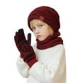 thumbnail image 1 of Kids Winter Beanie Hat Scarf Touchscreen Gloves Set for Boys Girls 4-15 Years Warm Skull Cap Fleece Lined Knitted Hat, 1 of 6