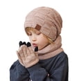 thumbnail image 1 of Kids Winter Beanie Hat Scarf Touchscreen Gloves Set for Boys Girls 4-15 Years Warm Skull Cap Lined Knitted Hat, 1 of 6