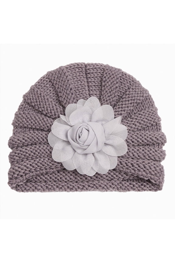 Kids Winter Beanies Baby Girls Turban Hats With Bow Newborn Caps Bonnets Headwraps Indoor Outdoor Traveling Use,One Size,A28-Grey