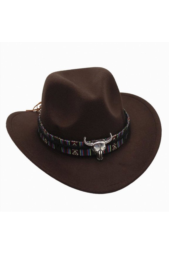 Kids Winter Beanies Ethnic Handsome Hat Childrens Performance Hat Head Upturned Brim Western Cowboy Hat Sun Hat Indoor Outdoor Traveling Use,3-8 Years,A172-Coffee