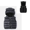 thumbnail image 1 of Kids Winter Black Puffer Jacket Cute Bear Ears Jackets with Pockets Sleeveless Jacket Waistcoat Outwear Lightweight Warm Down Coat Toddler Winter Jacket 6-12M, 1 of 3