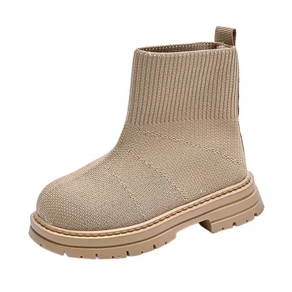 Kids Winter Boots Elastic Knit Ankle Boots Boys Girls Non Slip Warm Snow Boots Easy Slip On Fashion Cold Weather Booties