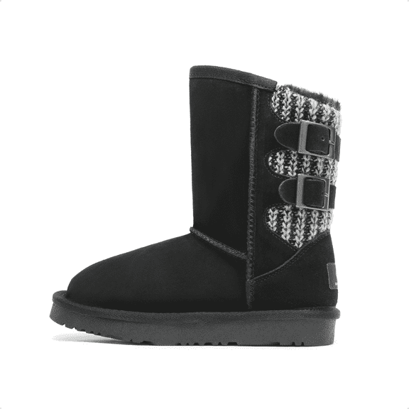 Kids Winter Boots Mid Calf Snow Boots for Boys Girls with Buckle Closure Warm Fuzzy Chic Design Little/Big Kids