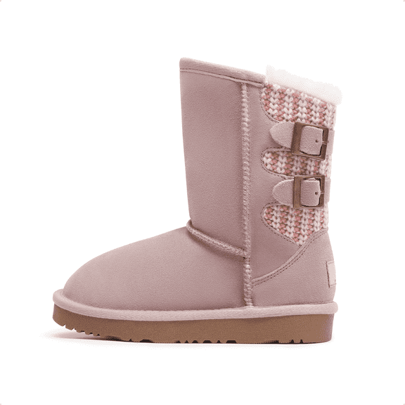 Kids Winter Boots Mid Calf Snow Boots for Boys Girls with Buckle Closure Warm Fuzzy Chic Design Little/Big Kids