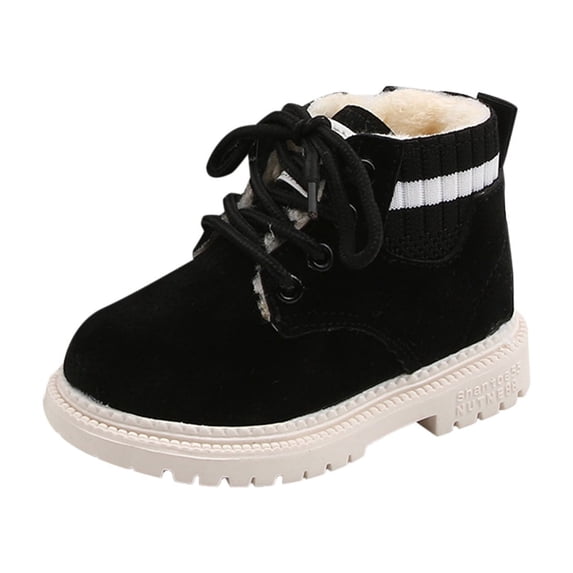 Kids Winter Boots Lace Up Ankle Boots Side Zipper Cozy Warm Lining Non Slip Outsole Lightweight Boots for Boys Girls Snow Weather Outdoor Everyday Wear