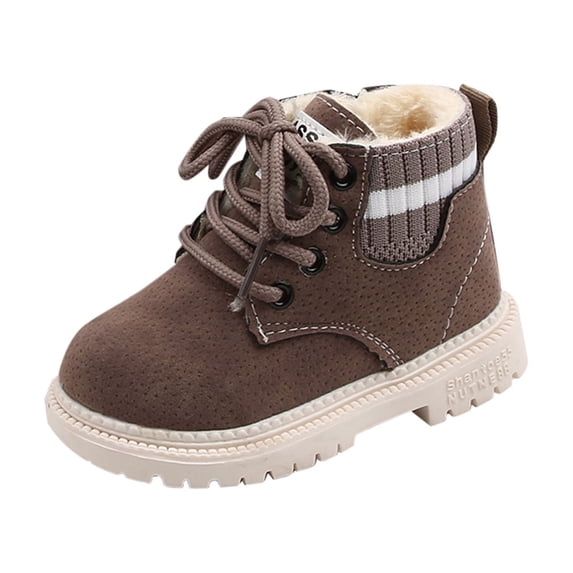 Kids Winter Boots Lace Up Ankle Boots Side Zipper Cozy Warm Lining Non Slip Outsole Lightweight Boots for Boys Girls Snow Weather Outdoor Everyday Wear