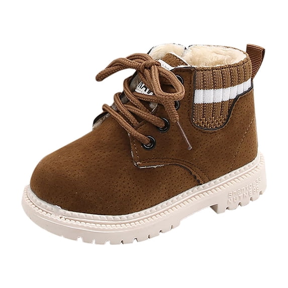 Kids Winter Boots Lace Up Ankle Boots Side Zipper Cozy Warm Lining Non Slip Outsole Lightweight Boots for Boys Girls Snow Weather Outdoor Everyday Wear