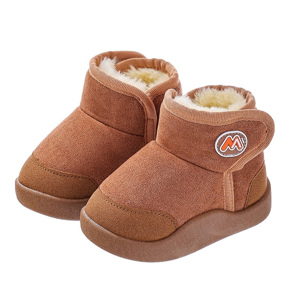 Kids Winter Boots Winter Girls Cozy Fur Lined Boots Solid Color Non Outdoor Cold Weather Footwear Soft Toddler Youth Children Shoes Winter Boots for Toddler Girls Khaki 4 Years-4.5 Years