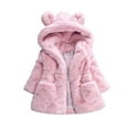 thumbnail image 1 of Kids Winter Coat 3T Girl Clothes Fall Kids Girls Winter Warm Coats Jacket Clothes Outwear Overcoat Ear Hooded Fur Thicken Fleece Toddler Pink 5-6 Years, 1 of 8