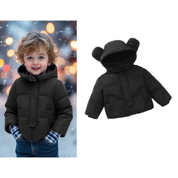 Kids Winter Coat,Baby Boys Puffer Coat Baby Hoodie with Bear Ear Lightweight Puffer Jacket for Kids Baby Kids Fall Jacket Baby Winter Clothes