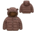 thumbnail image 1 of Kids Winter Coat Baby Boys Puffer Coat Cute Coffee Bear Ear with Hoods Zipper Windproof Jacket Outwear for Baby Boys Toddler Girls Fall Jacket Baby Boy Clothes 6-7 Years, 1 of 4