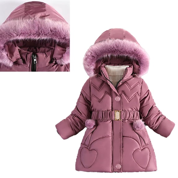 Kids Winter Coat,Baby Boys Puffer Coat Mid-length Hooded Jacket Thicken Windproof Zipper Warm Outwear For Kids Baby Girls Baby Jacket Baby Girl Winter Clothes