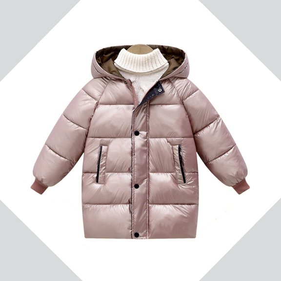 Kids Winter Coat,Baby Boys Puffer Coat Mid-length Hooded Jacket Windproof Down Jacket For Kids Baby Girls Warm Fleece Outerwear Warm Thick Clothes
