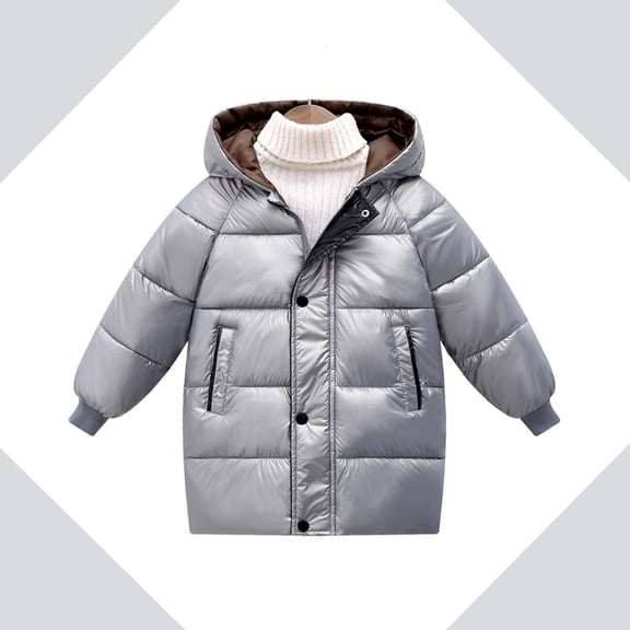 Kids Winter Coat,Baby Boys Puffer Coat Mid-length Hooded Jacket Windproof Down Jacket For Kids Child Down Jacket