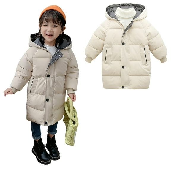 Kids Winter Coat,Baby Boys Puffer Coat Mid-length Hooded Jacket Windproof Down Jacket For Kids Outerwear Coats Baby Winter Clothes