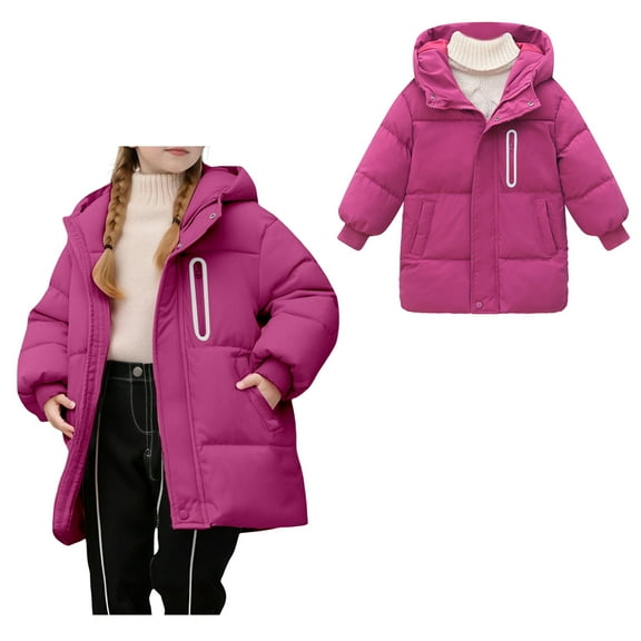 Kids Winter Coat,Baby Boys Puffer Coat Mid-length Hooded Jackets With Pockets Windproof Down Jacket For Kids Puffer Jacket Kids Baby Girl Winter Clothes