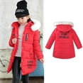 thumbnail image 1 of Kids Winter Coat,Baby Girls Puffer Coat Baby Mid-length Hoodie with Zipper Up Down Coats For Kids Baby Winter Fleece Coat, 1 of 6