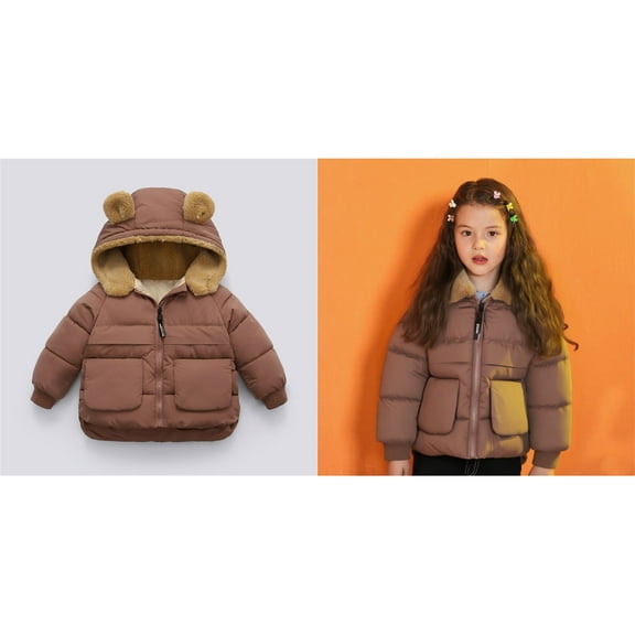 Kids Winter Coat,Baby Girls Puffer Coat Cute Bear Ear with Hoods Lightweight Puffer Jacket for Kids Baby Kids Puffer Jacket Little Boys Girls Clothes