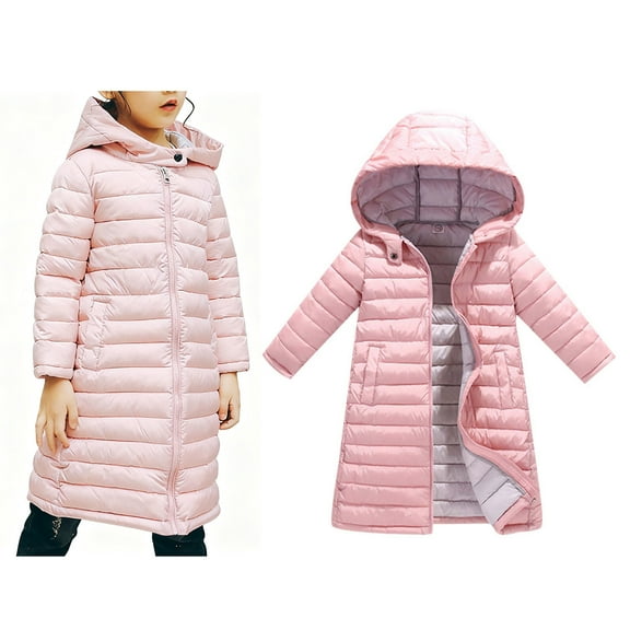 Kids Winter Coat,Baby Girls Puffer Coat Mid-length Hooded Jacket Windproof Down Jacket For Baby Kids Baby Winter Jacket Baby Girl Winter Clothes