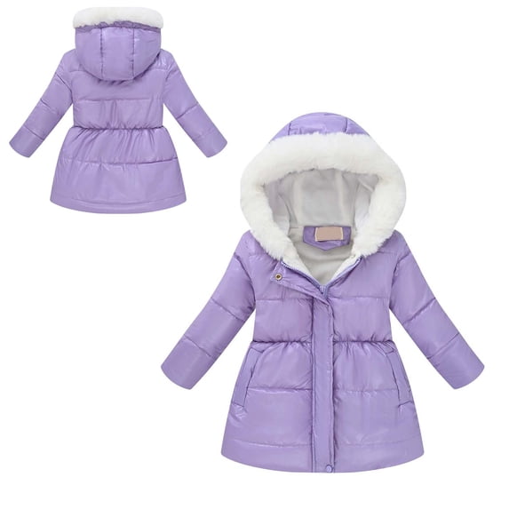 Kids Winter Coat,Baby Girls Puffer Coat With Mid-length Hoods Zipper Windproof Jacket Outwear For Baby Kids Child Winter Coat Baby Girl Winter Clothes