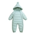 thumbnail image 1 of Kids Winter Coat Boys Girls Warm Hooded Jumpsuit Thickened Windproof Outerwear Long Sleeve Solid Color One-Piece Suit for Cold Weather, 1 of 4