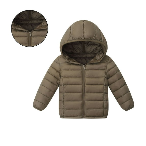 Kids Winter Coat for Boys with Hooded Puffer Jacket Boys Green Jacket Boys Zip up Long Sleeve Lightweight Waterproof Jacket Kids Winter Jackets 9-10 Years
