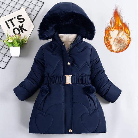 Kids Winter Coat for Boys Kids Puffer Jacket with Pocket Zipper Hooded Navy Jacket Solid Long Sleeve Windproof Kid Puffer Jacket Boys Coats Size 7-8 Years
