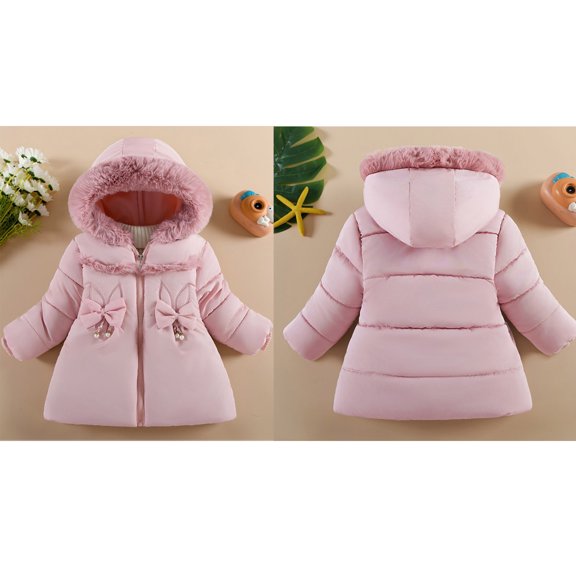 Kids Winter Coat,Boys Puffer Coat Mid-Length Heavyweight with Collar Hooded Windproof Warm Lined Jackets Coats Grils Winter Coats Size 18-24 Months