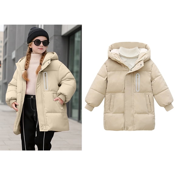 Kids Winter Coat,Boys Puffer Coat Mid-Length with Hooded Warm Windproof Winter Warm Thick Hooded Coats Girls Winter Clothes Size 3-4 Years