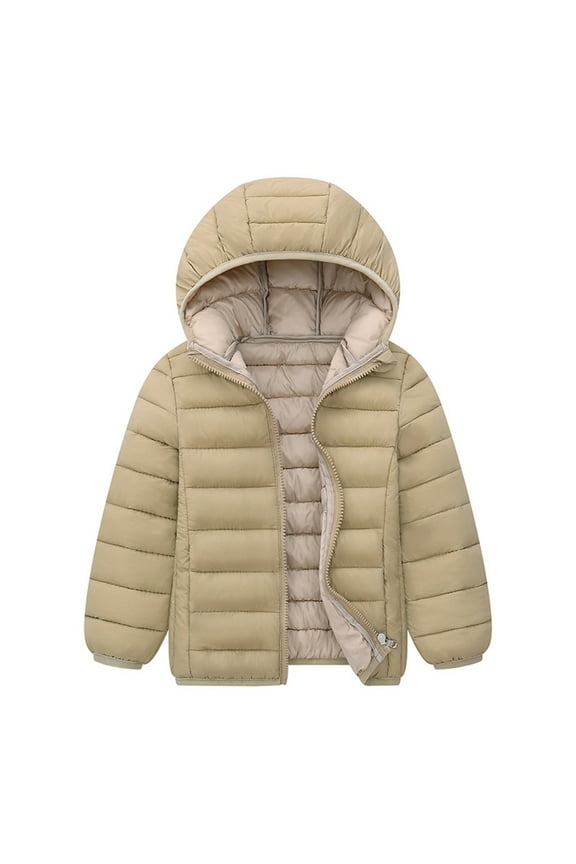 Kids Winter Coat Boys Puffer Coat with Pocket Zipper Hooded Coat Solid Long Sleeve Windproof Outwear Windbreaker Ski Jacket for Little Boys 4-5 Years