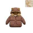 thumbnail image 1 of Kids Winter Coat for Boys Puffer Jacket Boys Fleece Full-Zip Long Sleeve Windproof Jacket Outwear Cute Bear Ear Hooded Jackets with Pockets Winter Clothes for Kids Girl 4-5 Years, 1 of 5