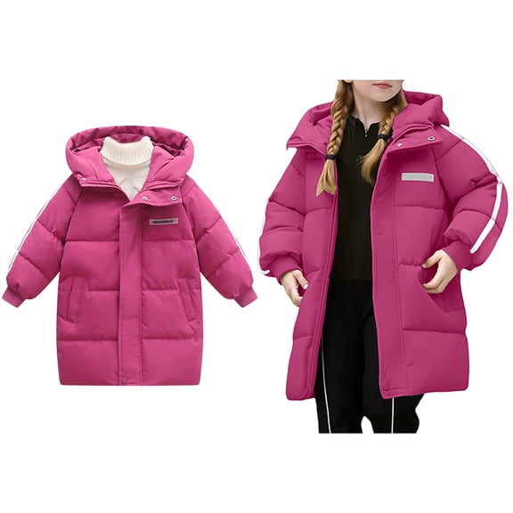 Kids Winter Coat,Boys Puffer Jacket Mid-Length Heavyweight with Collar Hooded Windproof Warm Child Puffer Jacket Boys Size 5-6 Years Winter Coat