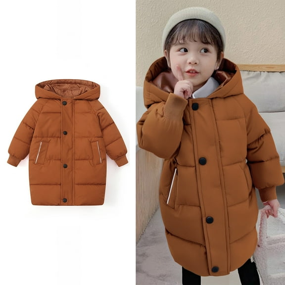 Kids Winter Coat,Boys Puffer Jacket Mid-Length with Lined Hooded Windproof Warm Toddler Puffer Jacket Boys Jackets Size 3-4 Years