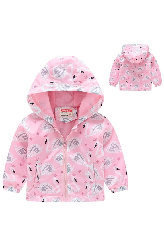 Kids Winter Coat Cute Printed Lightweight Jacket Windproof Down Jacket for Baby Girls Hoddie Jacket 18-24 Months