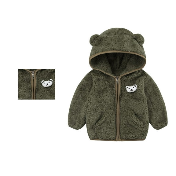 Kids Winter Coat Cute Bear Ear Hooded Jackets with Pockets for Kids Baby Girls Winter Warm Outwear Jacket Coat Winter Clothes 18-24 Months