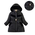 thumbnail image 1 of Kids Winter Coat for Girls with Hooded Puffer Jacket Black Jacket for Girls Zip up Long Sleeve Waterproof Girls Lightweight Jacket Fall Jacket for Girls 4-5 Years, 1 of 4