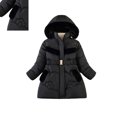 thumbnail image 1 of Kids Winter Coat for Girls with Hooded Puffer Jacket Black Jacket for Girls Zipper Long Sleeve Lightweight Waterproof Jacket Kids Girls' Outerwear Jackets & Coats 8-9 Years, 1 of 4