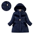 thumbnail image 1 of Kids Winter Coat for Girls Hooded Puffer Jacket Kids Girls Navy Jacket Full-Zip Long Sleeve Lightweight Waterproof Jacket Kids Jacket for Girls 6-7 Years, 1 of 4