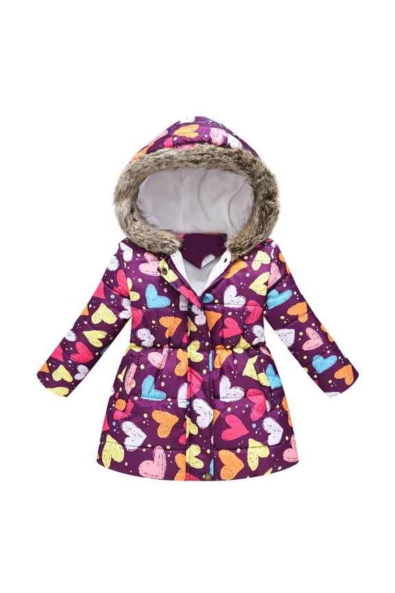 Kids Winter Coat Girls Puffer Jacket with Pocket Zip up Hooded Coat Warm Windproof Thick Warm Outwear for Teen Girls 3-4 Years