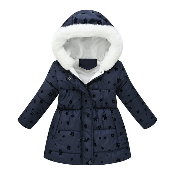 Kids Winter Coat Girls Puffer Jacket with Pocket Zipper Winter Hoodies Coat Long Sleeve Windproof Lined Jackets Coats for Teen Girls 4-5 Years