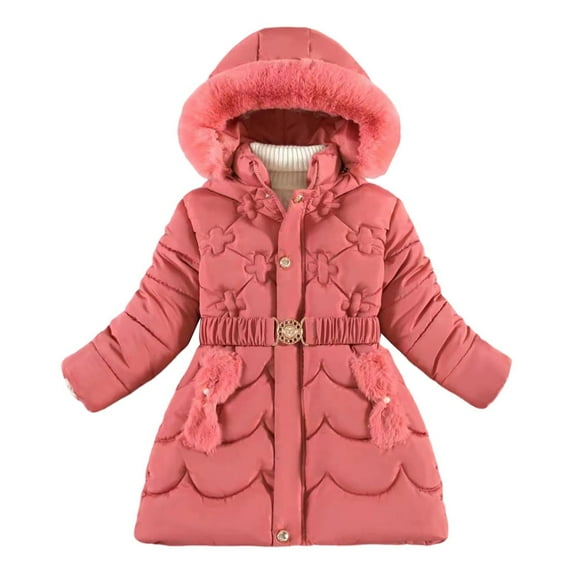 Kids Winter Coat Girls Puffer Jacket with Pocket Zipper Winter Hoodies Coat Warm Windproof Outwear Windbreaker Ski Jacket for Kids 120-M