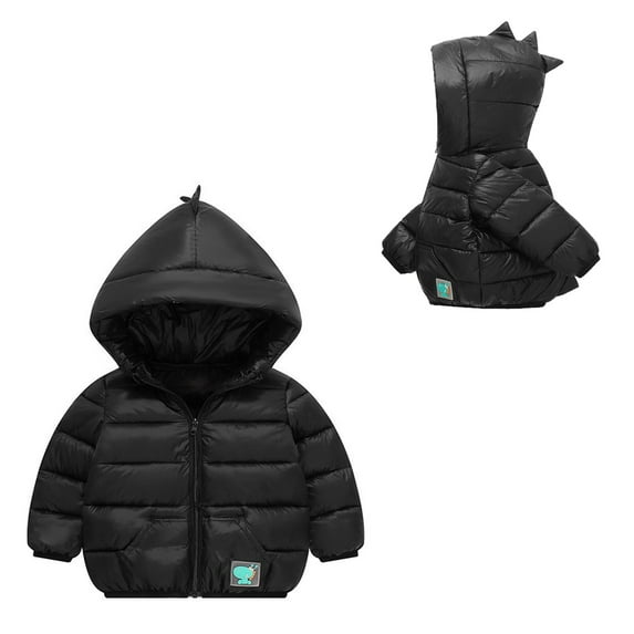 Kids Winter Coat,Kids Girls Puffer Coat Cute Dinosaur Hooded Jackets with Pockets Thicken Windproof Zipper Warm Outwear 4-5 Years